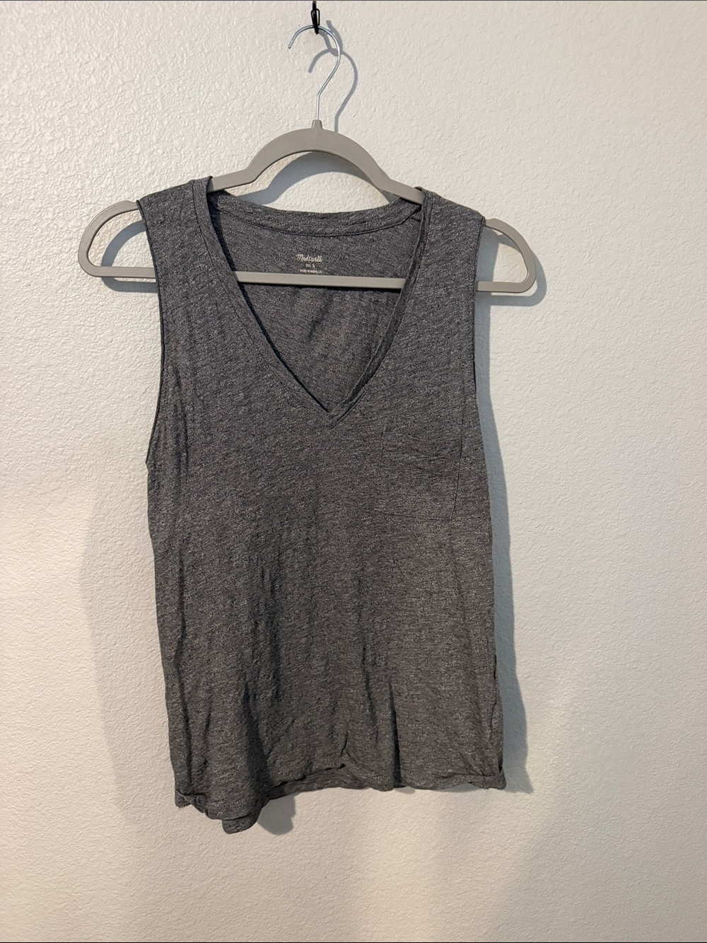 Madewell Heather Charcoal V-Neck Sleeveless Tank